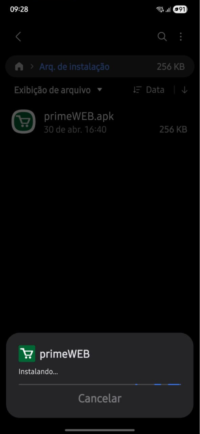 Passo 4 para instalar o app primeWEB